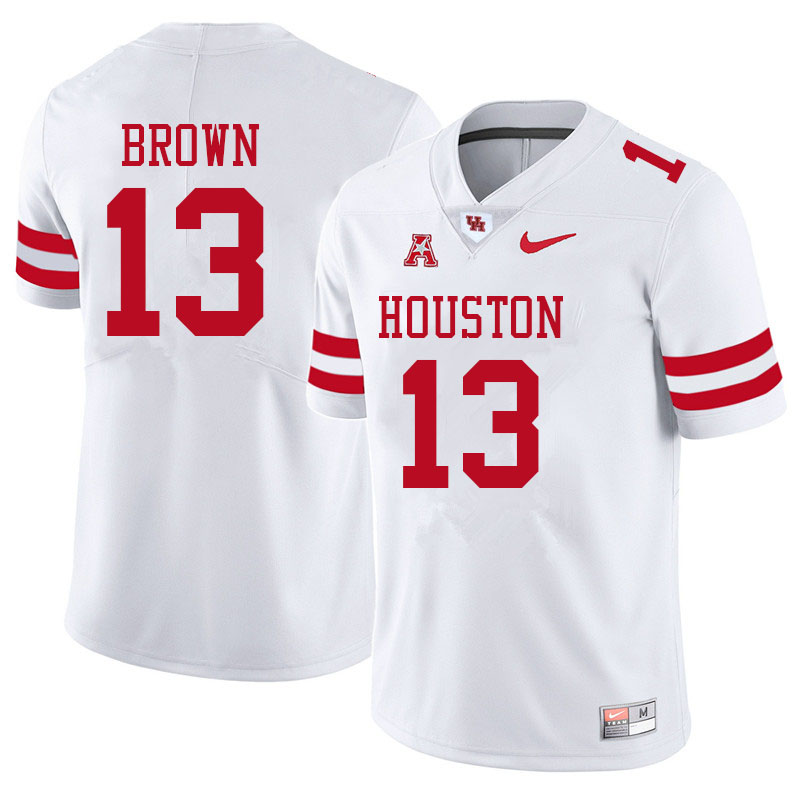 Men #13 Samuel Brown Houston Cougars College Football Jerseys Sale-White - Click Image to Close